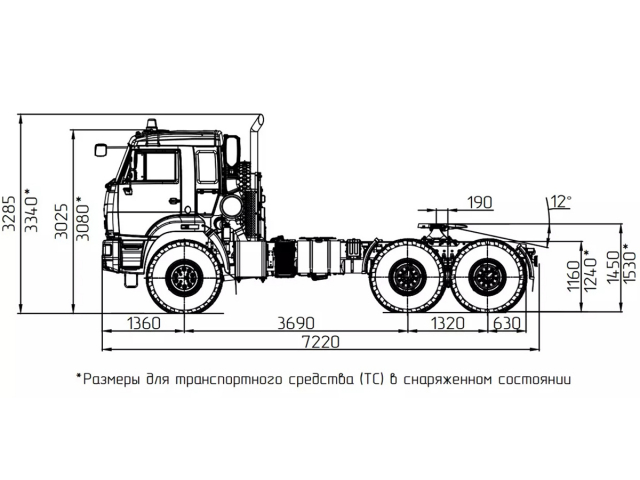 Фото №3: Седельный тягач КАМАЗ-53504 (12 тонн, 6х6)