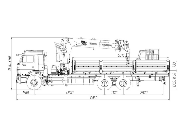 Фото №1: Бортовой автомобиль KAMAZ-65117-4010-48 с КМУ Палфингер Инман ИТ-200 + сертифицир. люлька с ДУ (мод. 6590-357553-48)