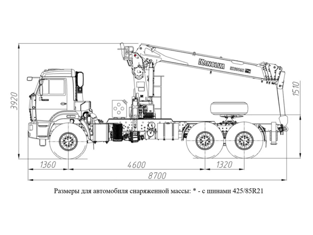 Фото №1: Тягач KAMAZ-43118-23027-50 с КМУ Kanglim 2056 (мод. 659102-128941-50)