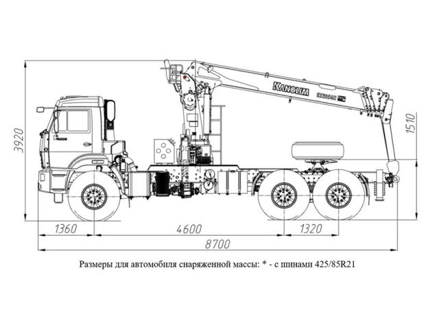Фото №1: Тягач KAMAZ-43118-73094-50 с КМУ Kanglim 2056 (мод. 659102-128992-50)