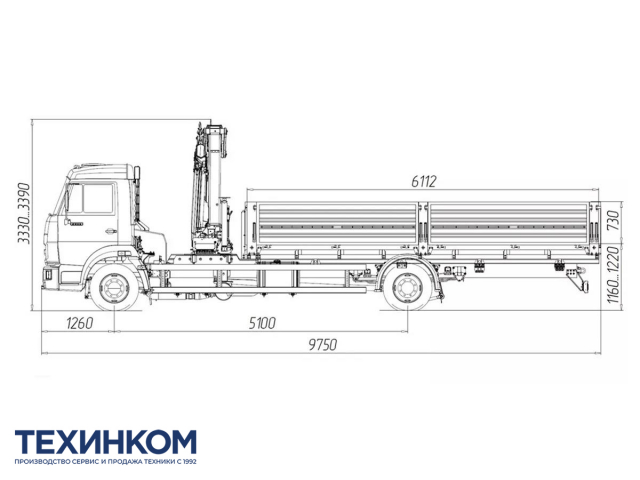 Фото №1: Бортовой автомобиль KAMAZ-4308-4014-69 с КМУ Палфингер Инман ИМ-95 (мод. 6594-117541-69)