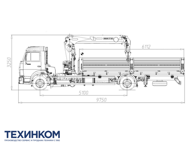 Фото №1: Бортовой автомобиль KAMAZ-4308-4014-69 с КМУ Палфингер Инман ИТ-120 (мод. 6594-31241-69)