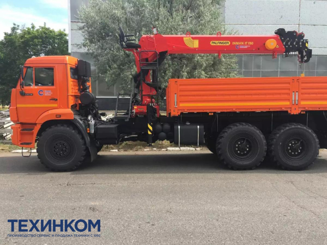Фото №1: Бортовой автомобиль KAMAZ-43118-3027-48 с КМУ Полфингер Инман ИТ-150 (мод. 6591-3806А-48)