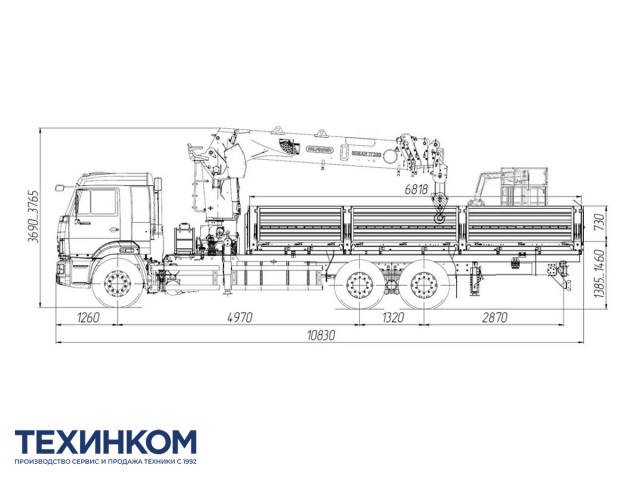 Фото №1: Бортовой автомобиль KAMAZ-65117-4010-48 с КМУ Палфингер Инман ИТ-200 + сертифицир. люлька с ДУ (мод. 6590-357553-48)