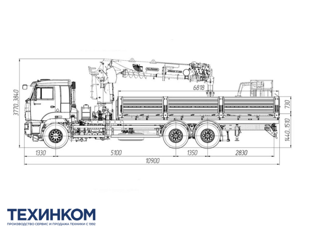 Фото №1: Бортовой автомобиль KAMAZ-65117-104020-49 с КМУ Палфингер Инман ИТ-200 + бур + сертифицир. люлька с ДУ (мод. 6590-357655-49)