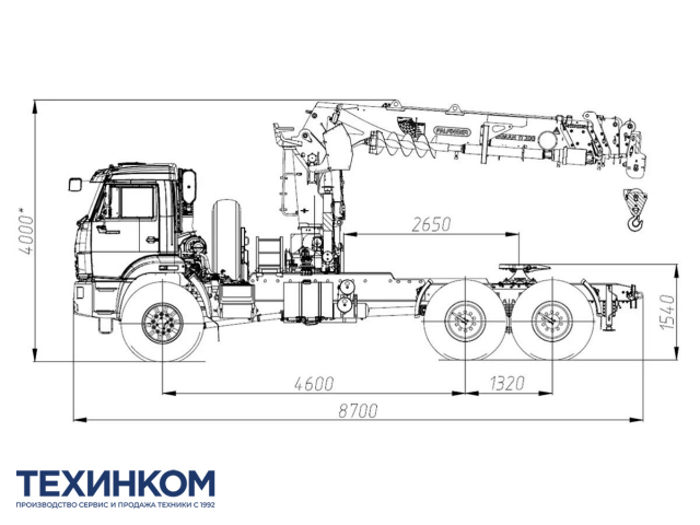 Фото №1: Седельный тягач KAMAZ-43118-2095-48 с КМУ Палфингер Инман ИТ-200 + БУР 350 мм (мод. 659102-35415B-48)