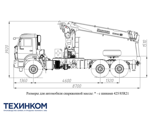 Фото №1: Тягач KAMAZ-43118-23027-50 с КМУ Kanglim 2056 (мод. 659102-128941-50)