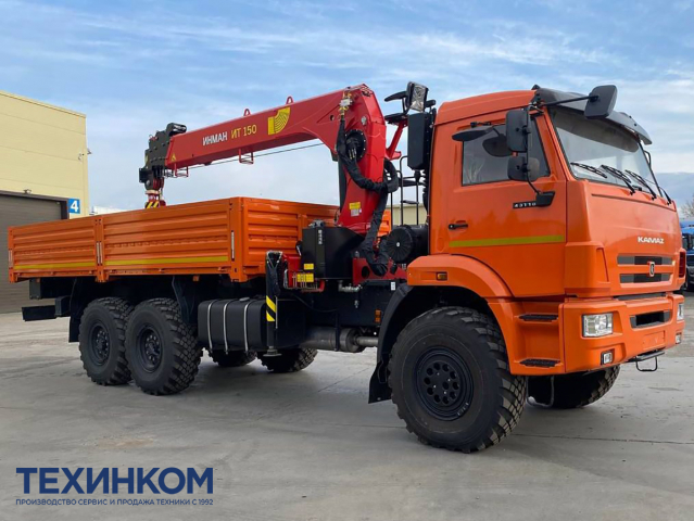 Фото №1: Бортовой автомобиль KAMAZ-43118-3027-48 с КМУ Полфингер Инман ИТ-150 (арт. 6591-3806А-48)